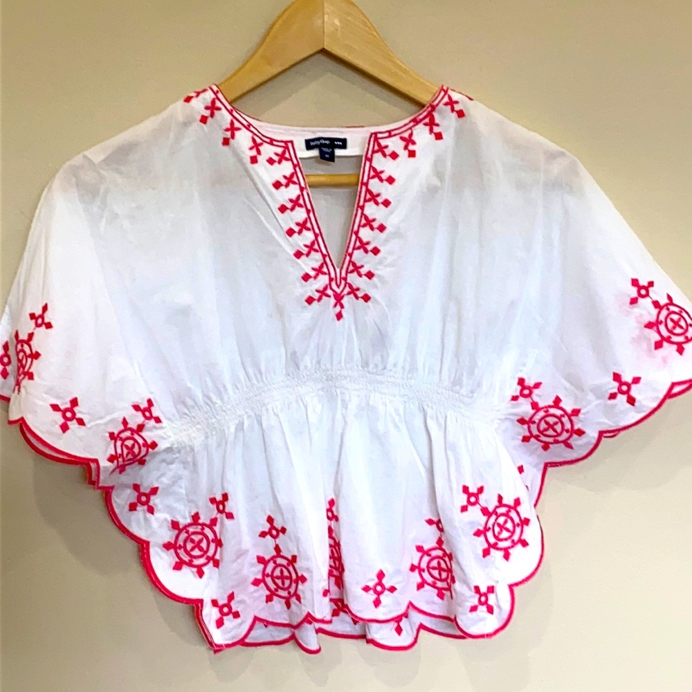GAP Embroidered  White Batwing Blouse 4T